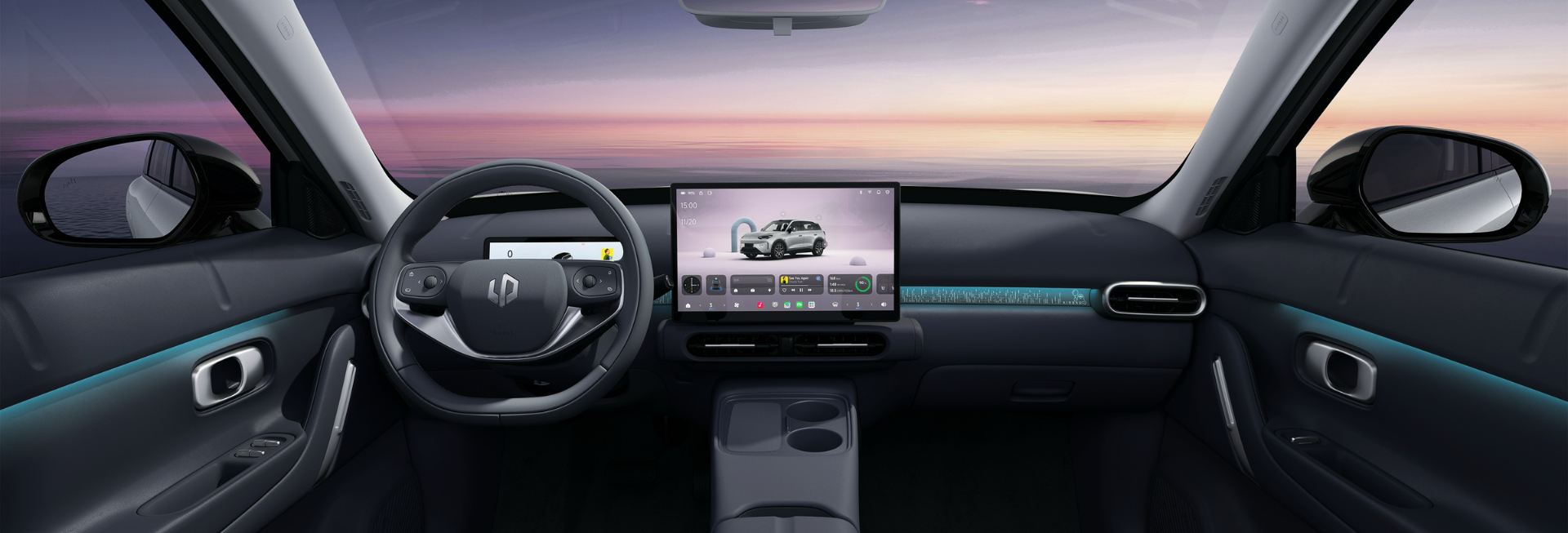 Leapmotor B03X - interiér Tmavě šedá látka